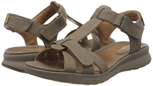 Clarks Un Adorn Vibe, Sandalias de Talón Abierto para Mujer, Gris (Taupe Nubuck Taupe Nubuck), 39 EU