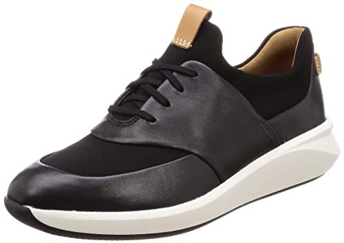 Clarks Un Rio Lace, Zapatillas, Negro (Black Leather Black Leather), 39 EU