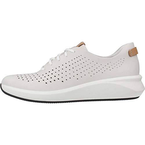 Clarks Un Rio Tie, Zapatillas Mujer, White Leather, 39 EU