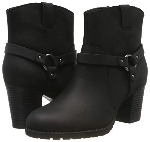 Clarks Verona Rock, Botas Plisadas Mujer, Piel (Piel Negra), 41 EU