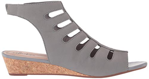 Clarks Women's Abigail Sing Wedge Sandal, Grey, 7