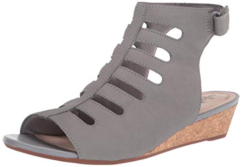 Clarks Women's Abigail Sing Wedge Sandal, Grey, 7