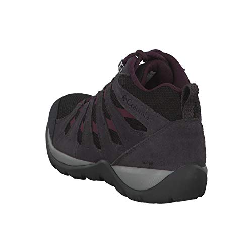 Columbia Redmond V2 Mid, Botas de Senderismo Impermeables Mujer, Negro, Rojo (Black, Black Cherry), 38 EU