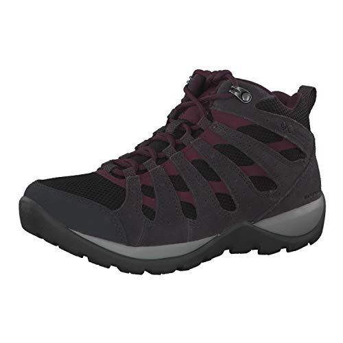 Columbia Redmond V2 Mid, Botas de Senderismo Impermeables Mujer, Negro, Rojo (Black, Black Cherry), 38 EU