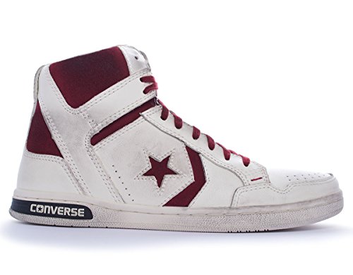 Converse Weapon Hi Leather/Suede Unisex Adulto, Sneaker Off White Maroon (36)