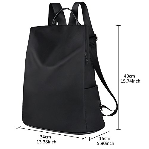 Coofit Mochila Mujer, Mochila Escolar Casual Multifunción Bolso Mochila Negro Actualizar Mochila (Profundo negro)