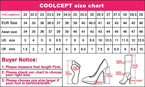 COOLCEPT Mujer Clásico Botas Arrugadas Plano Sin Cordones Mid Botas Altas Punta Redonda Botas Borlas Black Talla 39 Asian