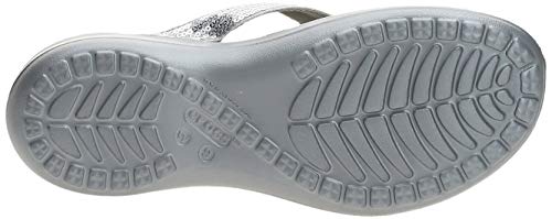 Crocs Capri V Sequin Flip, Mujer Sandalia, Plateado (Silver), 41-42 EU