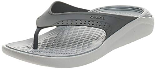 Crocs LiteRide Flip, Chanclas Unisex Adulto, Gris (Smoke/Pearl White 06j), 41/42 EU