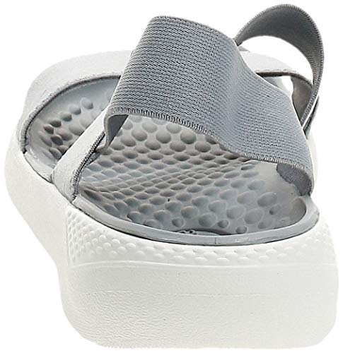 Crocs Literide Stretch Sandal Women, Sandalias de Punta Descubierta para Mujer, Gris (Light Grey/White 00J), 37/38 EU