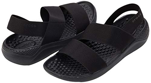 Crocs Literide Stretch Sandal Women, Sandalias de Punta Descubierta para Mujer, Negro (Black/Black 060), 34/35 EU