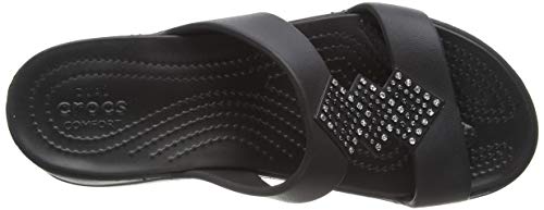 Crocs Monterey Shimmer Slip On Wedge, Sandalias con cuña Mujer, Black, 35 EU