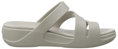 Crocs Monterey Wedge Women, Sandalias de Punta Descubierta para Mujer, Plateado (Platinum 018), 37/38 EU