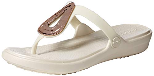 Crocs Sanrah Liquid Metallic Flip W, Sandalias con Punta Abierta Mujer, Rosa (Rose Gold/Oyster 6pu), 38/39 EU