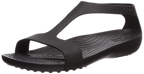 Crocs Serena Sandal Women, Sandalias de Punta Descubierta para Mujer, Negro Black 060, 36/37 EU