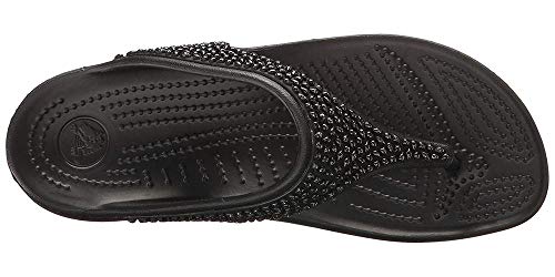 Crocs Sloane Embellished Flip, Zapatos de Playa y Piscina para Mujer, Negro (Black 060b), 37/38 EU