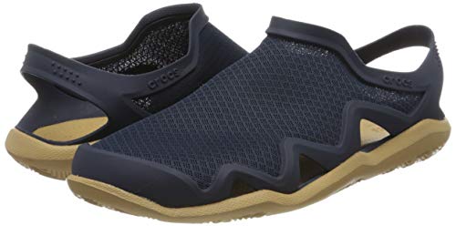 Crocs Swiftwater Mesh Wave Men, Sandalias Punta Cerrada para Hombre, Azul (Navy/Tan 4kl), 39/40 EU