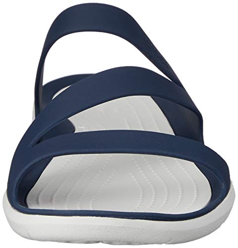 Crocs Swiftwater Sandal Women, Sandalias con Punta Abierta para Mujer, Azul (Navy/White 462B), 39/40 EU