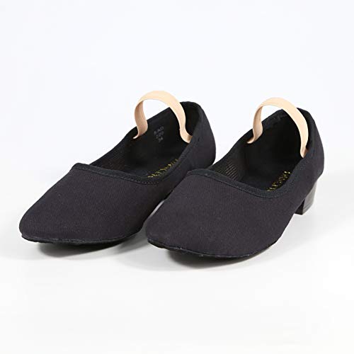 DANCEYOU Zapatos de carácter Negro Zapatos de Baile de Lona de tacón bajo Zapatilla de Baile de Salón Modernos Bailarina Niño Adulto Zapatos Casuales de Baile, 35 EU