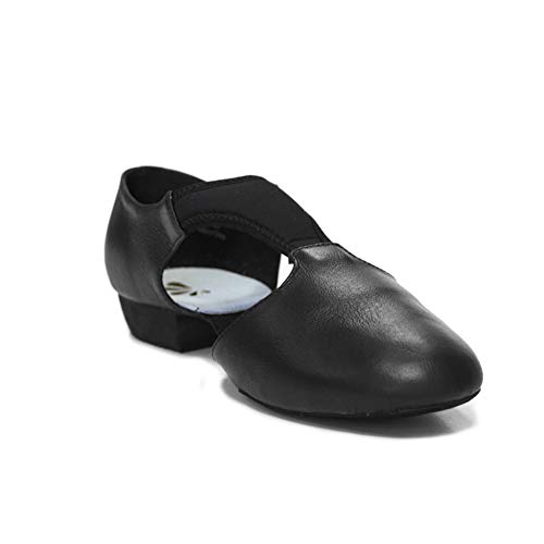 DANCEYOU Zapatos de Jazz para Mujer con Suela Blanda Zapatos de Baile Latino para Hombre Sandalias de Enseñanza de Baile de Cuero para Baile de Salón Salsa Latina Moderna, Negro EU 40