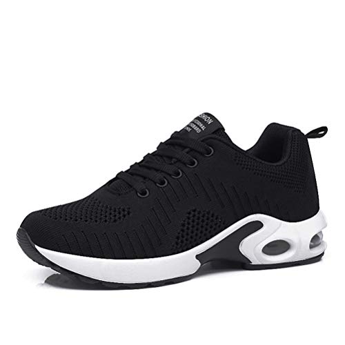 Dannto Zapatos Deporte Mujer Zapatillas Deportivas Correr Gimnasio Casual Zapatos para Caminar Mesh Running Transpirable Aumentar Más Altos Sneakers (Negro-B,37)