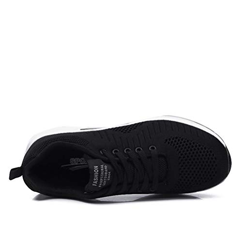 Dannto Zapatos Deporte Mujer Zapatillas Deportivas Correr Gimnasio Casual Zapatos para Caminar Mesh Running Transpirable Aumentar Más Altos Sneakers (Negro-B,37)