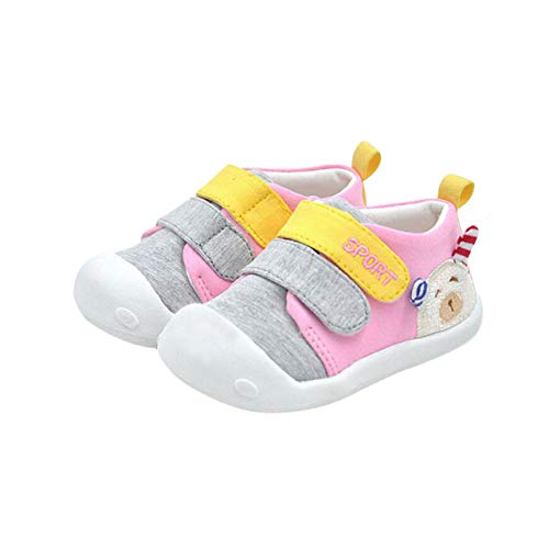 DEBAIJIA Bebé Primeros Pasos Zapatos 1-2 años Niños Niñas Infante Antideslizante Suave Suela Algodón Transpirable Ligero 20 EU Rosa (Tamaño de la etiqueta-18)