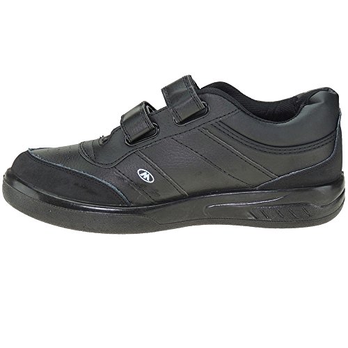 DEMAX P802 Zapatilla Deportiva Hombre Importación Velcro Piel Ancho Piso Llano Grueso Ligero Negro Talla 42