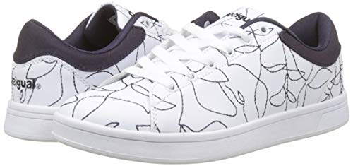 Desigual Shoes_Retro Court Art&Thread, Zapatillas para Mujer, Blanco (Blanco 1000), 39 EU