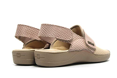 DeValverde - Zapatillas de casa, Ancho Especial, Cierre de velcros, cuña, Tejido de Rejilla, para: Mujer Color: Arena Talla:38