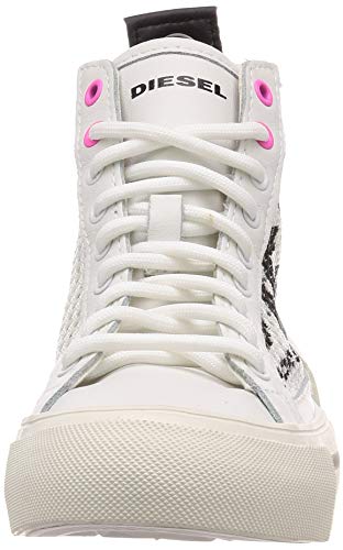 Diesel S-DESE Mid Cut W-Sneaker m, Zapatillas Mujer, Estrella Blanco Rosa Fluo, 40.5 EU