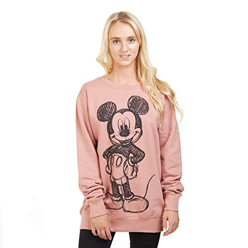 Disney Mickey Forward Sketch Sudadera, Rosa (Dusty Pink Ltpk), 40 (Talla del Fabricante: Medium) para Mujer