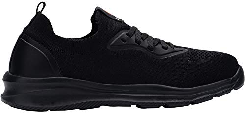 DYKHMILY Impermeable Zapatillas de Seguridad Mujer Ligeras Zapatos de Seguridad Trabajo Punta de Acero Calzado de Seguridad Deportivo (Tejido Negro,42 EU)