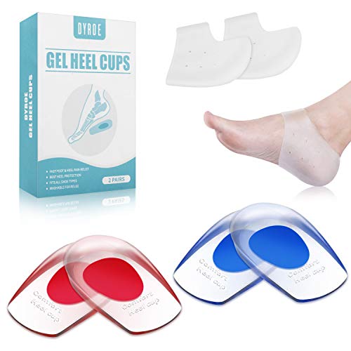 Dyroe 2 pares de almohadillas de gel para talones,1 pares Protector de Talon,almohadillas de silicona para talones para la fascitis plantar,Espolones En el Talón y Dolor de Amortiguador(El hombre)