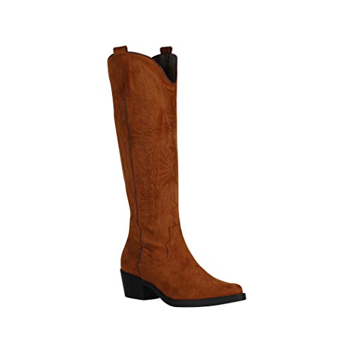 Elara Botas de Vaquero Mujer Chunkyrayan Camello F1225 Camel-41