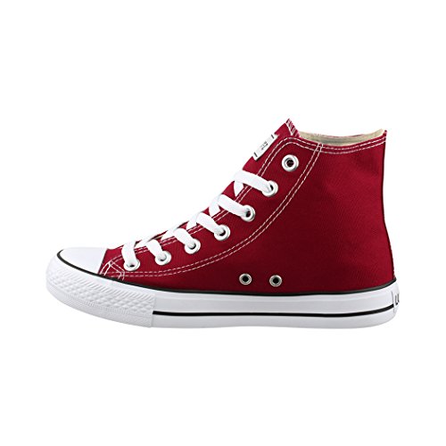 Elara Zapatos de Deporte Unisex Sneaker High Top Chunkyrayan Vino BE-CA014/CB019 Wine-36