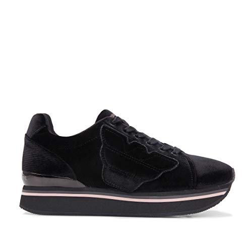 Emporio Armani - Zapatillas de ante para mujer Negro Negro Negro Size: 40 EU