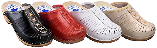 ESTRO Zuecos De Madera para Mujer Calzado Sanitario De Trabajo CDL01 (37, Rojo)