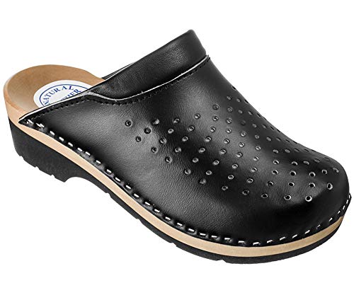 ESTRO Zuecos De Madera para Mujer Calzado Sanitario De Trabajo CDL02 (39, Negro 2)