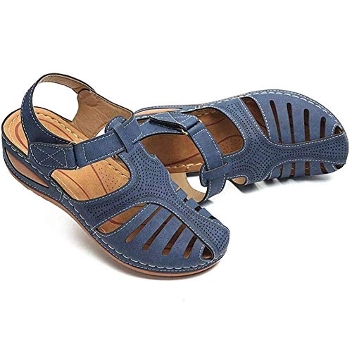 EVR Sandalias Mujer Verano Sandalias de Playa Puntera Cerrada Suave Abierta Cuña Sandalias Casual Caminar Sandalias Antideslizante Zapatos Tobillo Correa Slingback Zapatos de Trekking,05,35