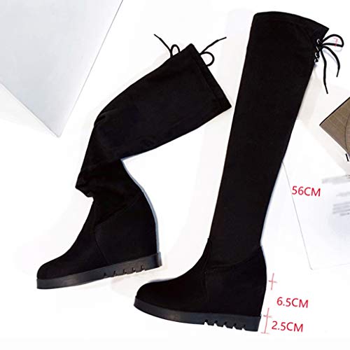 FAMILIZO Botas De Mujer Largas con Tacon Botas Elásticas De Rodilla Cálidas para Mujer Botas Altas De Cuña Zapatos De Estudiante De Tallas Grandes Bota Botas Mujer Elegantes Fiesta