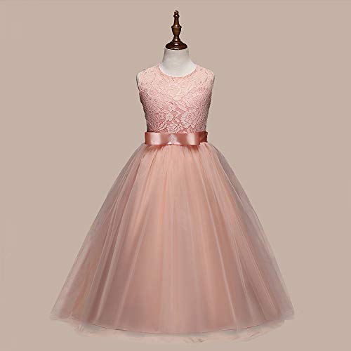 feiXIANG Ropa de los niños Flor niño niña Vestido Princesa Oficial Belleza Vacaciones Boda Dama de Honor Vestido niñas Brote Seda Hilado Costura Vestido Vestido Falda