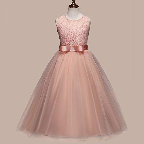 feiXIANG Ropa de los niños Flor niño niña Vestido Princesa Oficial Belleza Vacaciones Boda Dama de Honor Vestido niñas Brote Seda Hilado Costura Vestido Vestido Falda