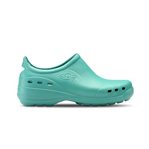 Feliz Caminar - Zapato Sanitario Flotantes Shoes Verde, 37 | Zueco Cerrado Unisex Antideslizantes y Cómodos para Hombre y Mujer | para Trabajo en Industria, Sanidad, Hostelería, Clínicas