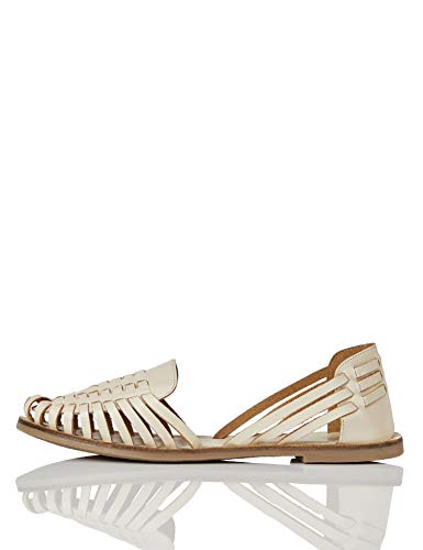 FIND Leather Hurrache Sandalias Punta Cerrada, Marfil (Bone), 41 EU