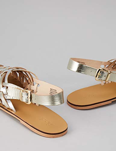 find. Woven Leather Sandalias de Talón Abierto, Dorado Metallic, 38 EU