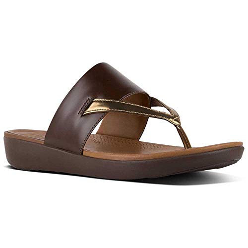 Fitflop Delta Toe Sandal-LTH/Mirror - Sandalias de Mujer en Color marrón, Talla 37 EU