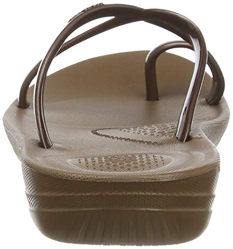 FitFlop Prima Iqushion Cross Slide-Pearlised, Chanclas Mujer, Marrón (Bronze 012), 37 EU