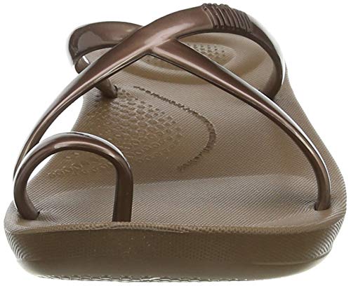 FitFlop Prima Iqushion Cross Slide-Pearlised, Chanclas Mujer, Marrón (Bronze 012), 37 EU