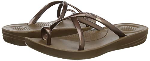 FitFlop Prima Iqushion Cross Slide-Pearlised, Chanclas Mujer, Marrón (Bronze 012), 37 EU